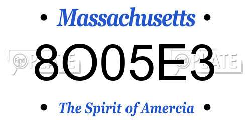 8O05E3 Massachusetts License Plate