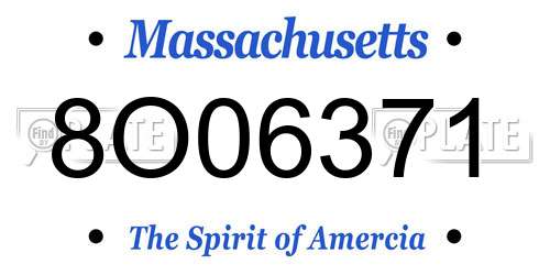 8O06371 Massachusetts License Plate
