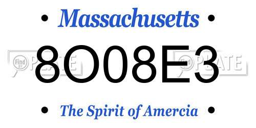 8O08E3 Massachusetts License Plate