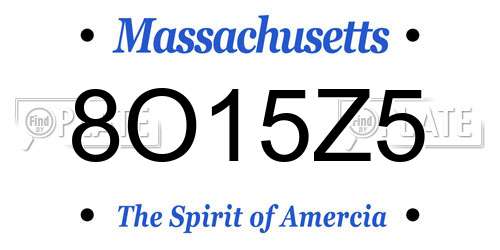 8O15Z5 Massachusetts License Plate