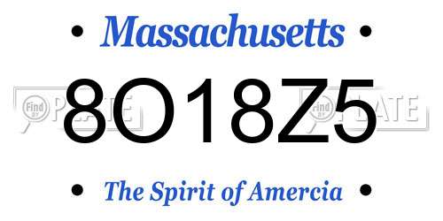 8O18Z5 Massachusetts License Plate