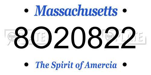 8O20822 Massachusetts License Plate