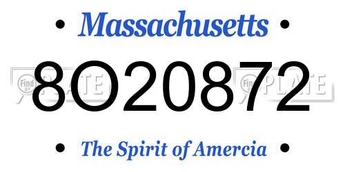 8O20872 Massachusetts License Plate
