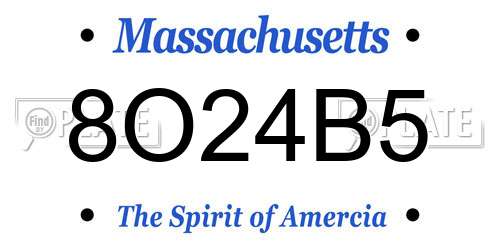 8O24B5 Massachusetts License Plate
