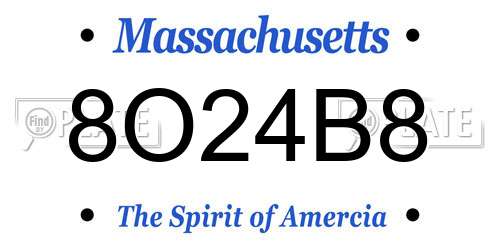 8O24B8 Massachusetts License Plate