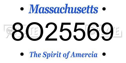 8O25569 Massachusetts License Plate