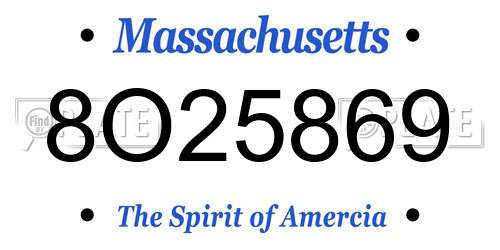 8O25869 Massachusetts License Plate