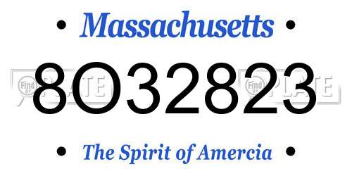 8O32823 Massachusetts License Plate