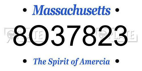 8O37823 Massachusetts License Plate