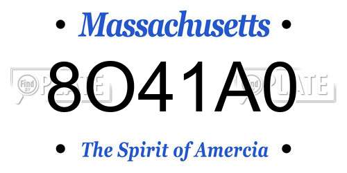 8O41A0 Massachusetts License Plate