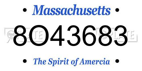 8O43683 Massachusetts License Plate