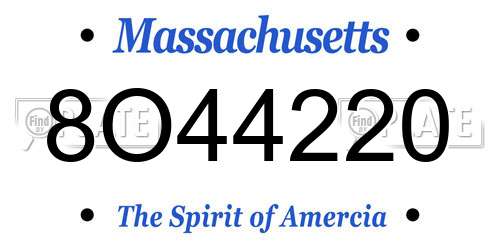 8O44220 Massachusetts License Plate