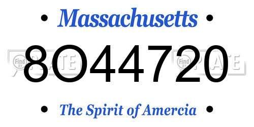 8O44720 Massachusetts License Plate