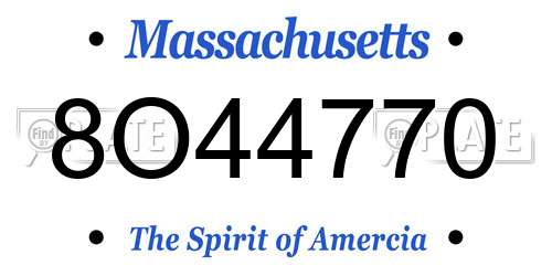 8O44770 Massachusetts License Plate