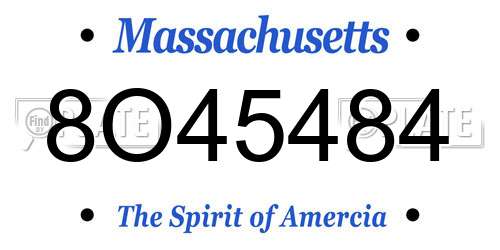 8O45484 Massachusetts License Plate