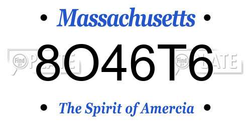 8O46T6 Massachusetts License Plate