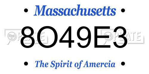 8O49E3 Massachusetts License Plate