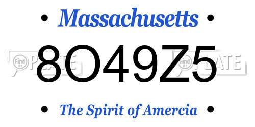 8O49Z5 Massachusetts License Plate
