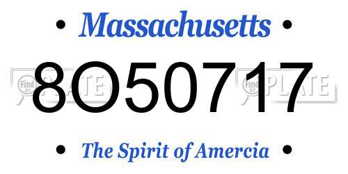 8O50717 Massachusetts License Plate