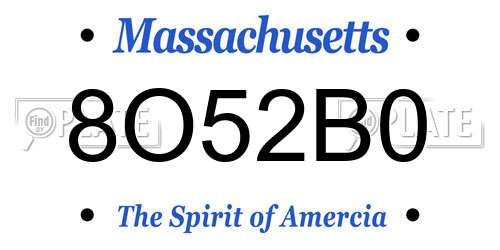 8O52B0 Massachusetts License Plate