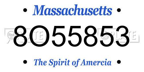8O55853 Massachusetts License Plate