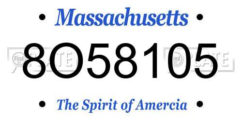 8O58105 Massachusetts License Plate