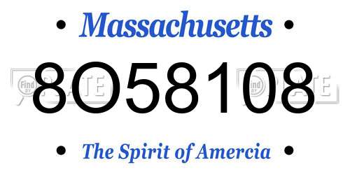 8O58108 Massachusetts License Plate