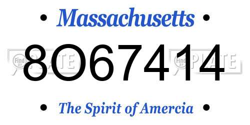 8O67414 Massachusetts License Plate