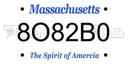 8O82B0 Massachusetts License Plate