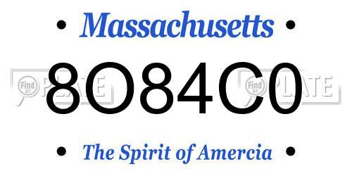 8O84C0 Massachusetts License Plate