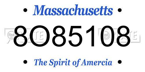 8O85108 Massachusetts License Plate