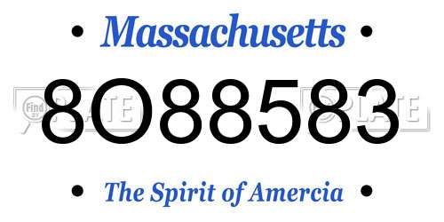 8O88583 Massachusetts License Plate
