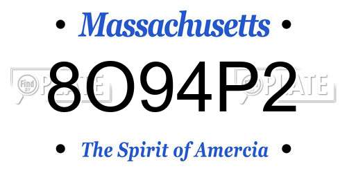 8O94P2 Massachusetts License Plate