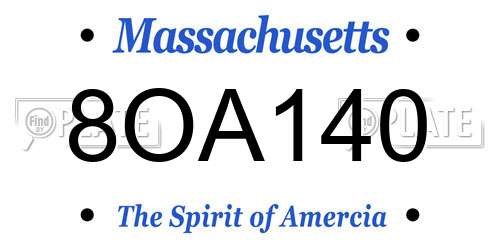 8OA140 Massachusetts License Plate