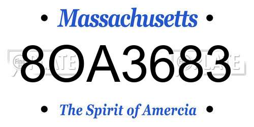 8OA3683 Massachusetts License Plate
