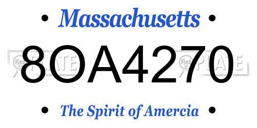 8OA4270 Massachusetts License Plate
