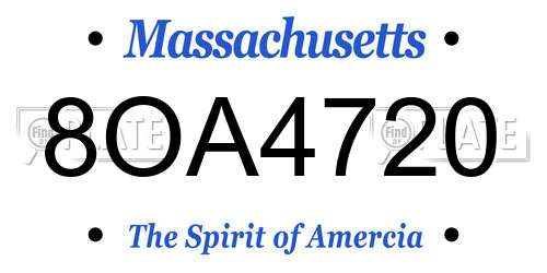 8OA4720 Massachusetts License Plate