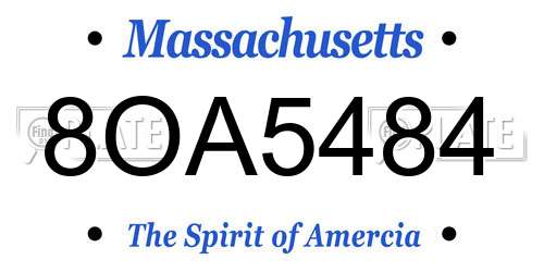8OA5484 Massachusetts License Plate