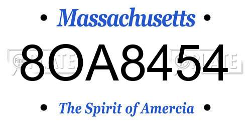 8OA8454 Massachusetts License Plate