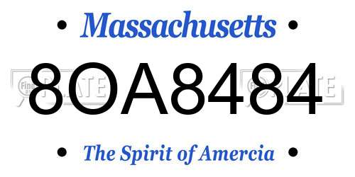 8OA8484 Massachusetts License Plate
