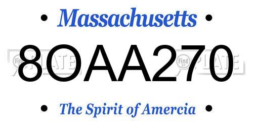 8OAA270 Massachusetts License Plate