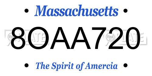 8OAA720 Massachusetts License Plate
