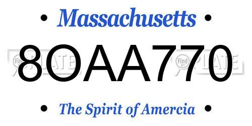 8OAA770 Massachusetts License Plate