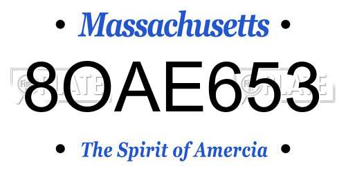 8OAE653 Massachusetts License Plate