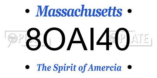 8OAI40 Massachusetts License Plate