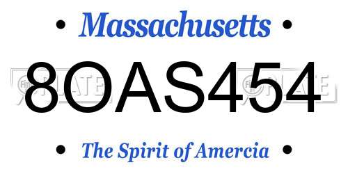 8OAS454 Massachusetts License Plate