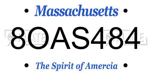8OAS484 Massachusetts License Plate