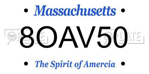 8OAV50 Massachusetts License Plate