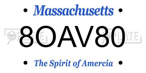 8OAV80 Massachusetts License Plate