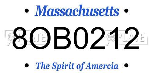 8OB0212 Massachusetts License Plate